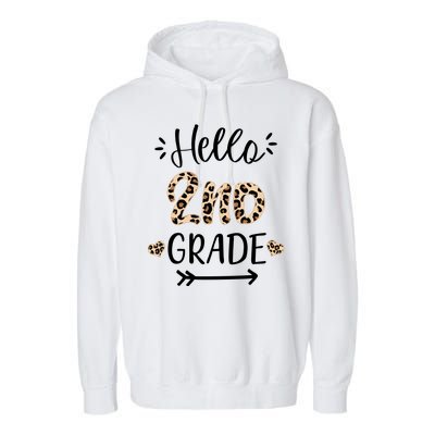 Hello 2nd Grade Cute Leopard Heart Garment-Dyed Fleece Hoodie