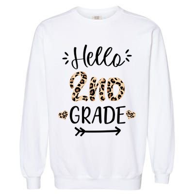 Hello 2nd Grade Cute Leopard Heart Garment-Dyed Sweatshirt