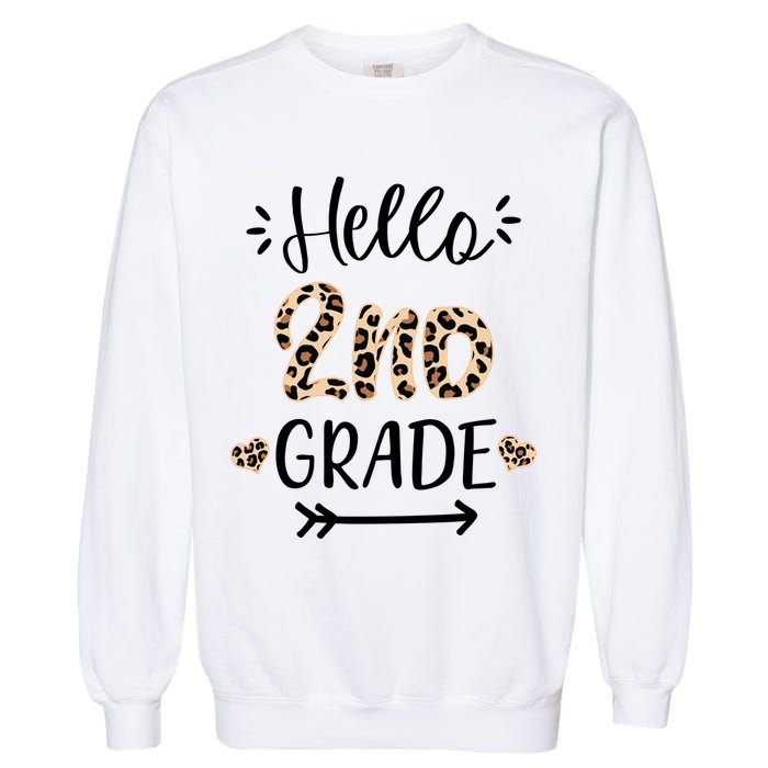 Hello 2nd Grade Cute Leopard Heart Garment-Dyed Sweatshirt