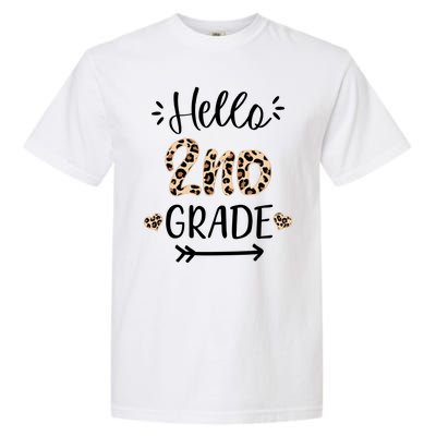 Hello 2nd Grade Cute Leopard Heart Garment-Dyed Heavyweight T-Shirt