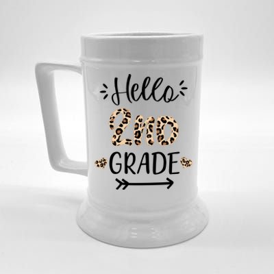 Hello 2nd Grade Cute Leopard Heart Beer Stein