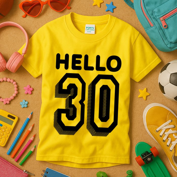 Hello 30 Funny 30th Birthday Kids T-Shirt