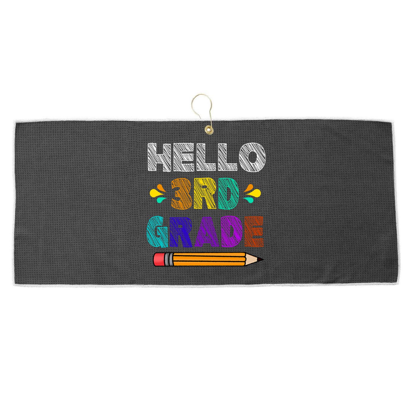 Hello 3rd Grade Large Microfiber Waffle Golf Towel