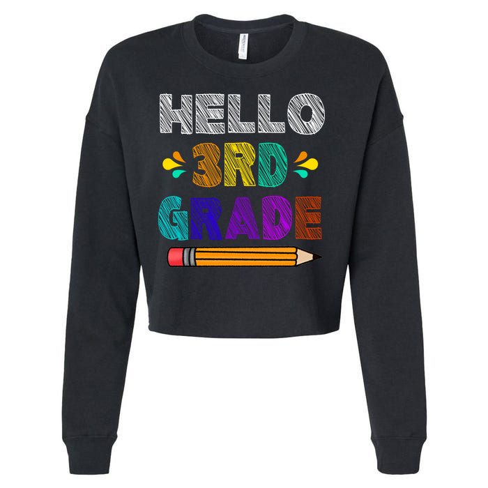 Hello 3rd Grade Cropped Pullover Crew