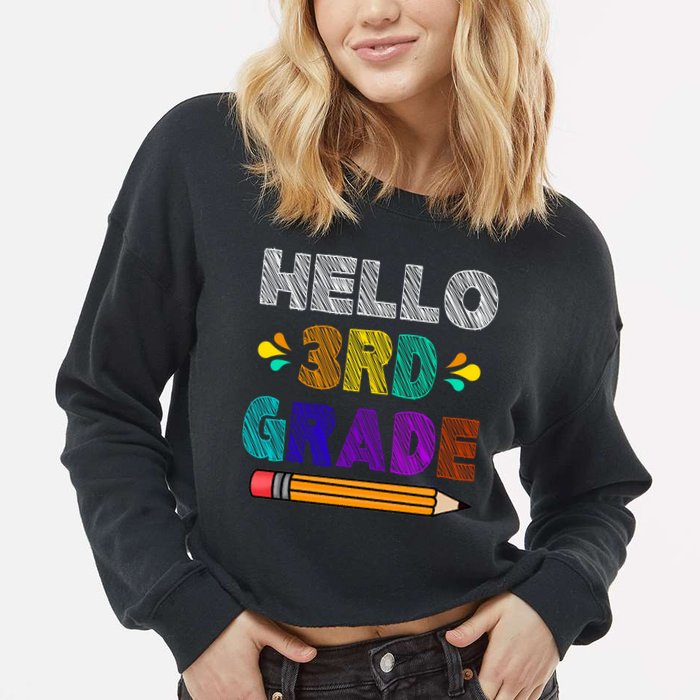Hello 3rd Grade Cropped Pullover Crew