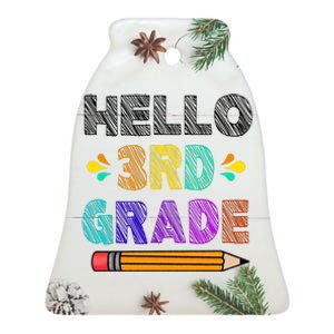 Hello 3rd Grade Ceramic Bell Ornament