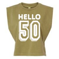 Hello 50 Funny 50th Birthday Garment-Dyed Women's Muscle Tee