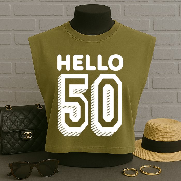 Hello 50 Funny 50th Birthday Garment-Dyed Women's Muscle Tee