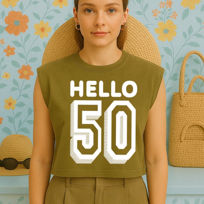 Hello 50 Funny 50th Birthday Garment-Dyed Women's Muscle Tee