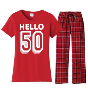 Hello 50 Funny 50th Birthday Women's Flannel Pajama Set