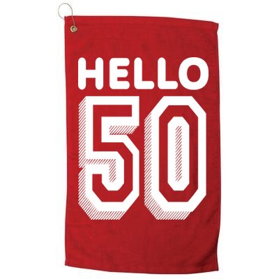 Hello 50 Funny 50th Birthday Golf Towel