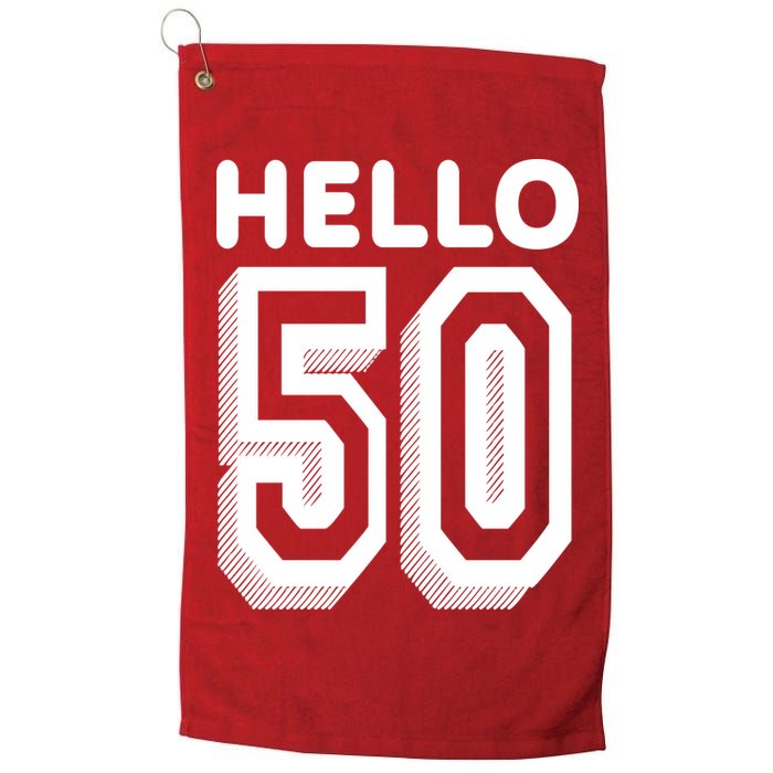 Hello 50 Funny 50th Birthday Golf Towel