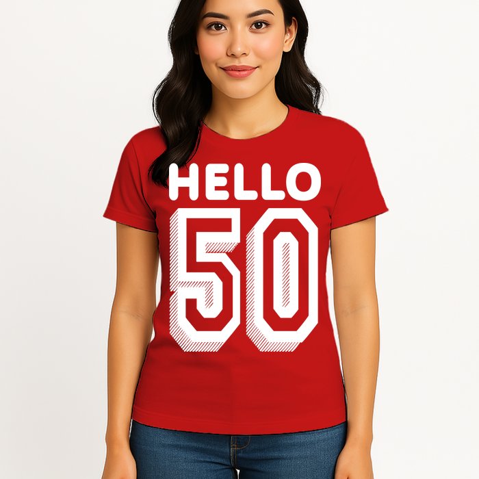Hello 50 Funny 50th Birthday Womens T-Shirt
