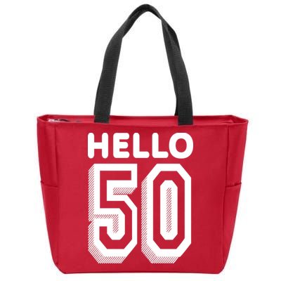 Hello 50 Funny 50th Birthday Zip Tote Bag