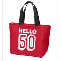Hello 50 Funny 50th Birthday Zip Tote Bag