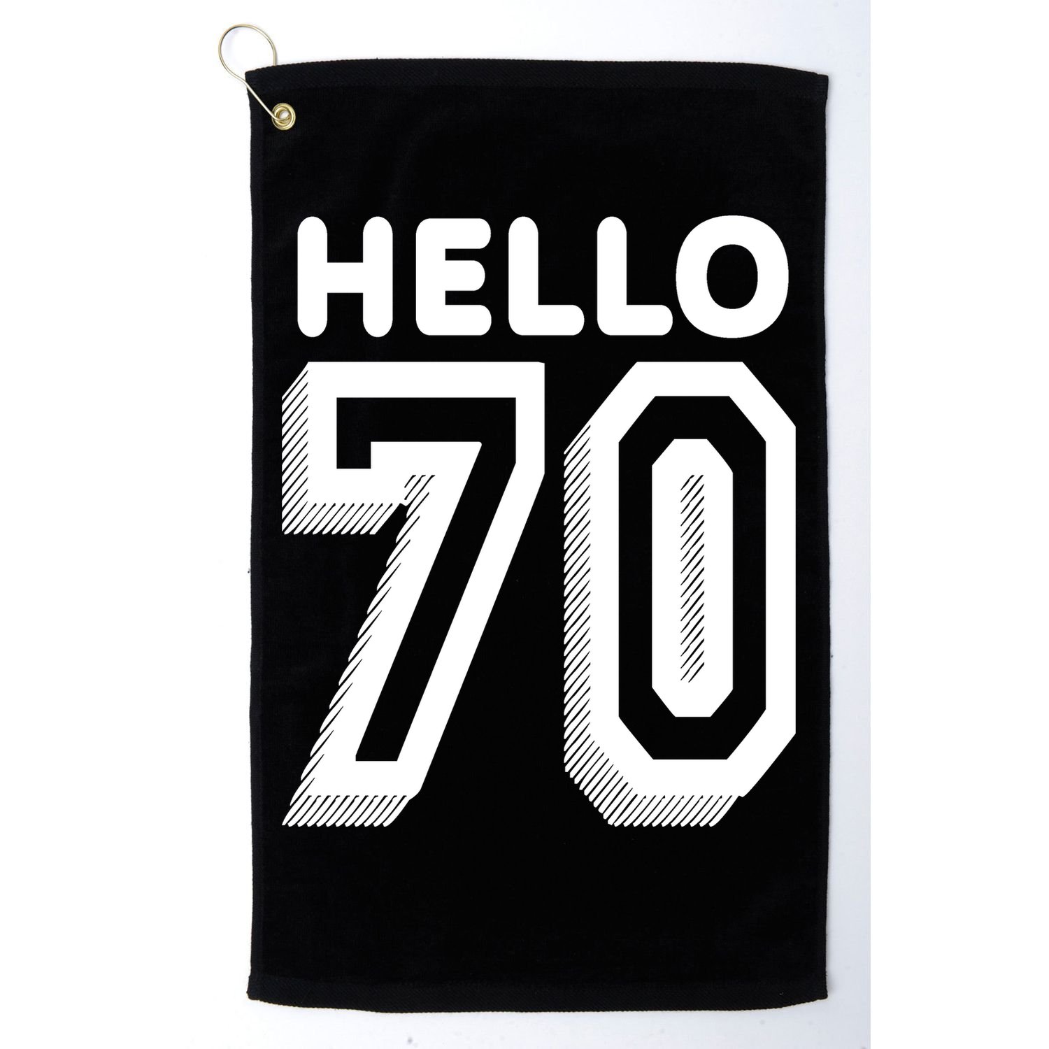 Hello 70 Funny 70th Birthday Golf Towel