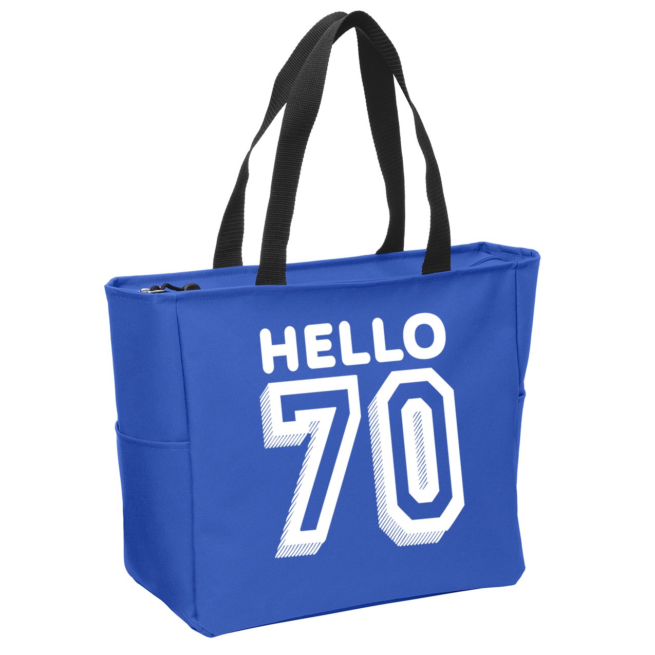 Hello 70 Funny 70th Birthday Zip Tote Bag