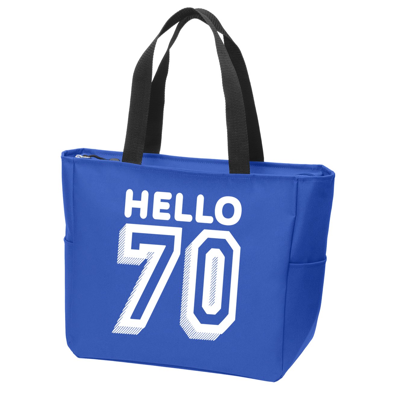 Hello 70 Funny 70th Birthday Zip Tote Bag