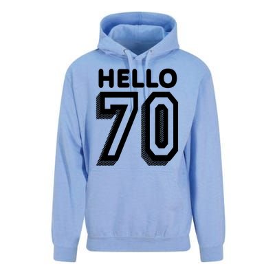 Hello 70 Funny 70th Birthday Unisex Surf Hoodie