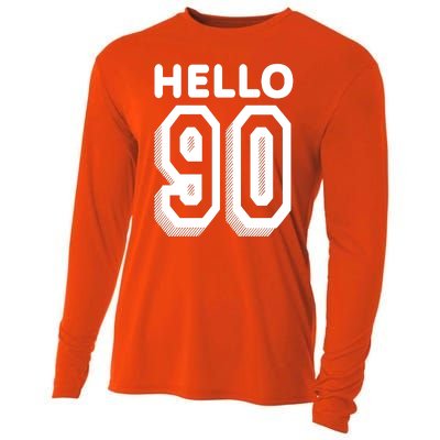 Hello 90 Funny 90th Birthday Cooling Performance Long Sleeve Crew