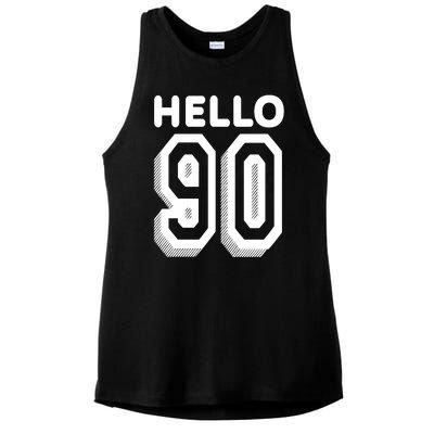 Hello 90 Funny 90th Birthday Ladies PosiCharge Tri-Blend Wicking Tank