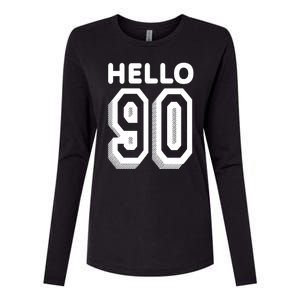 Hello 90 Funny 90th Birthday Womens Cotton Relaxed Long Sleeve T-Shirt