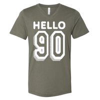 Hello 90 Funny 90th Birthday V-Neck T-Shirt