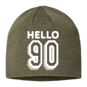 Hello 90 Funny 90th Birthday Sustainable Beanie