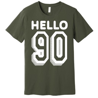 Hello 90 Funny 90th Birthday Premium T-Shirt