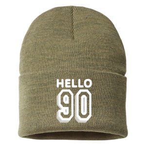 Hello 90 Funny 90th Birthday Sustainable Knit Beanie