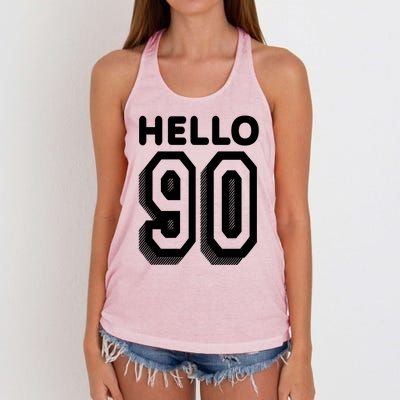 Hello 90 Funny 90th Birthday Women's Knotted Racerback Tank