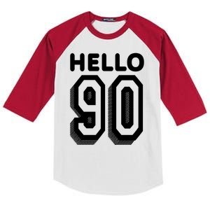 Hello 90 Funny 90th Birthday Kids Colorblock Raglan Jersey