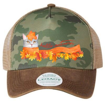 Hello Autumn Cute Cat Legacy Tie Dye Trucker Hat