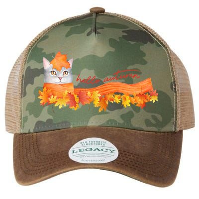 Hello Autumn Cute Cat Legacy Tie Dye Trucker Hat