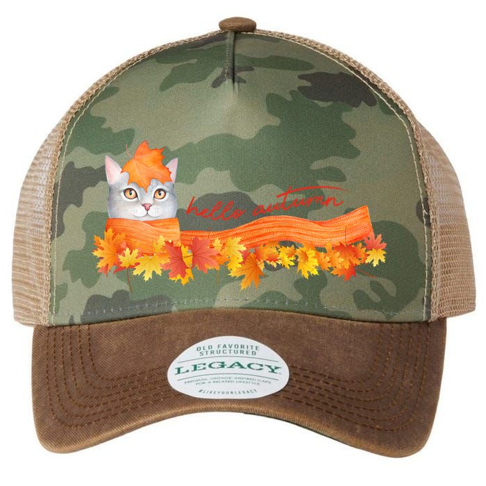 Hello Autumn Cute Cat Legacy Tie Dye Trucker Hat