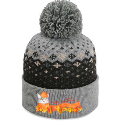 Hello Autumn Cute Cat The Baniff Cuffed Pom Beanie