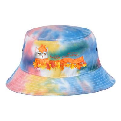 Hello Autumn Cute Cat Tie Dye Newport Bucket Hat