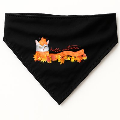 Hello Autumn Cute Cat USA-Made Doggie Bandana