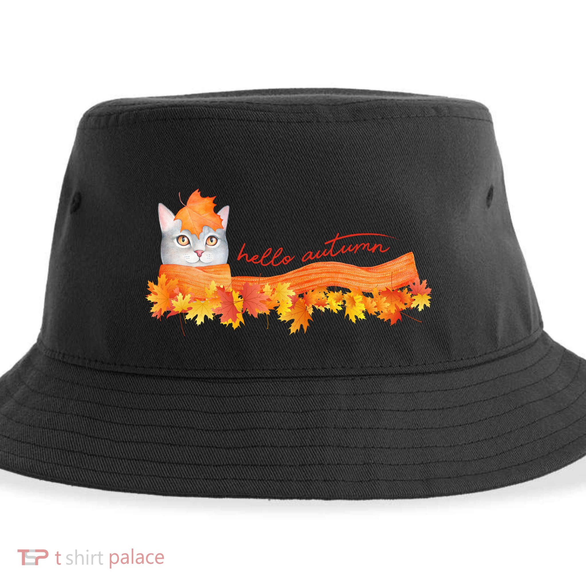 Hello Autumn Cute Cat Sustainable Bucket Hat