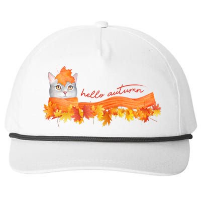 Hello Autumn Cute Cat Snapback Five-Panel Rope Hat