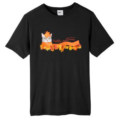 Hello Autumn Cute Cat Tall Fusion ChromaSoft Performance T-Shirt