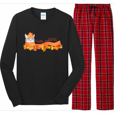 Hello Autumn Cute Cat Long Sleeve Pajama Set