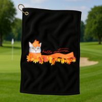 Hello Autumn Cute Cat Golf Towel