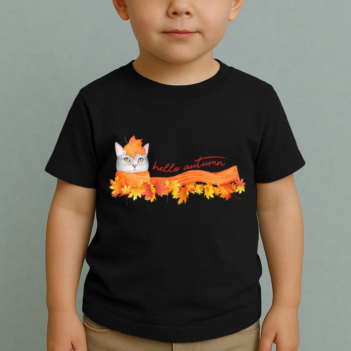 Hello Autumn Cute Cat Toddler T-Shirt