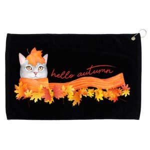 Hello Autumn Cute Cat Grommeted Golf Towel