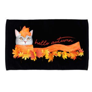 Hello Autumn Cute Cat Microfiber Hand Towel