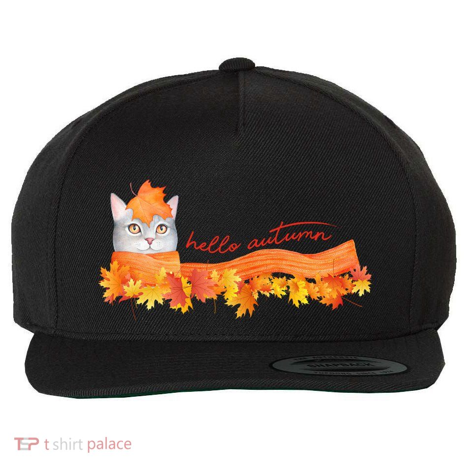 Hello Autumn Cute Cat Wool Snapback Cap