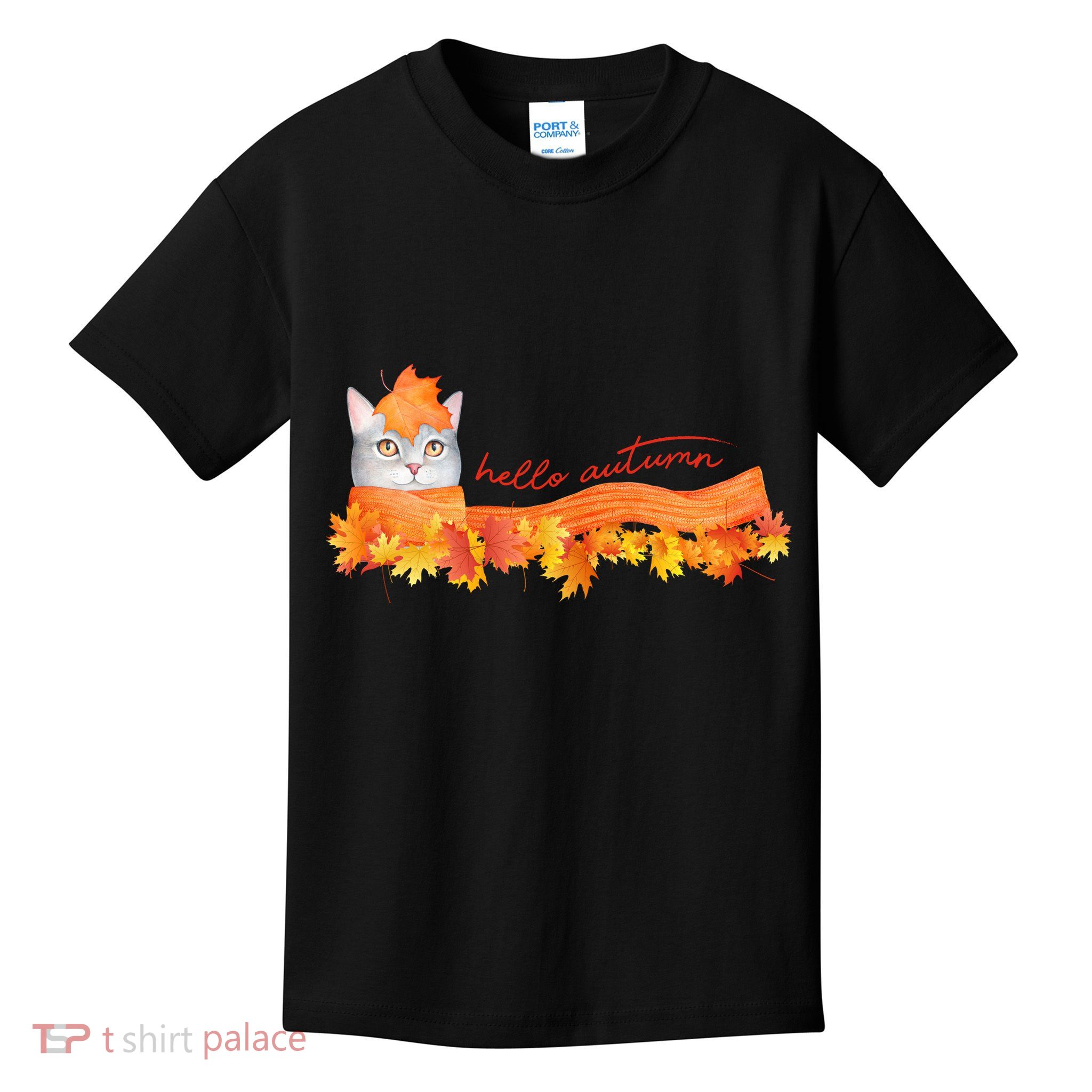 Hello Autumn Cute Cat Kids T-Shirt