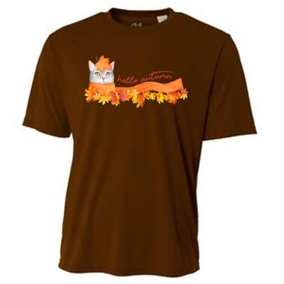 Hello Autumn Cute Cat Cooling Performance Crew T-Shirt