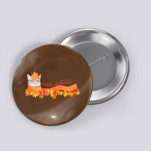 Hello Autumn Cute Cat Button